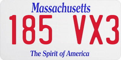 MA license plate 185VX3