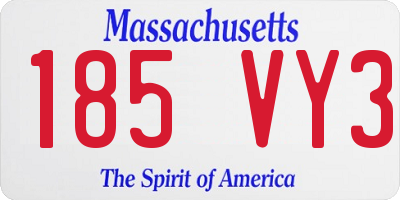 MA license plate 185VY3