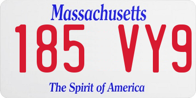 MA license plate 185VY9