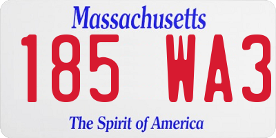 MA license plate 185WA3