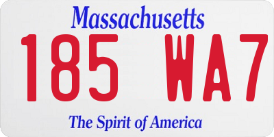 MA license plate 185WA7