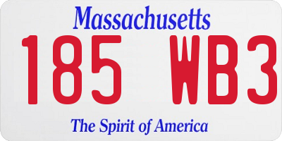 MA license plate 185WB3
