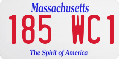 MA license plate 185WC1