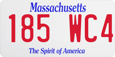 MA license plate 185WC4