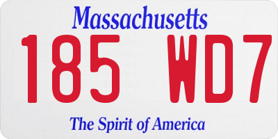 MA license plate 185WD7