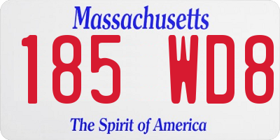MA license plate 185WD8
