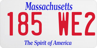 MA license plate 185WE2