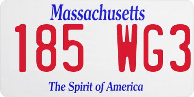 MA license plate 185WG3