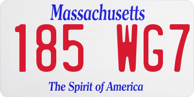MA license plate 185WG7