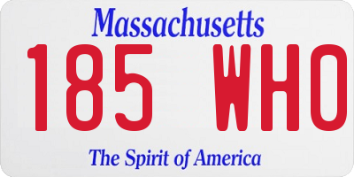 MA license plate 185WH0