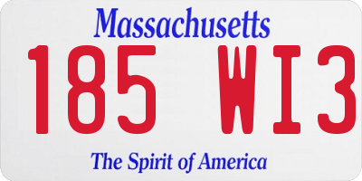 MA license plate 185WI3