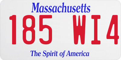 MA license plate 185WI4