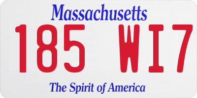 MA license plate 185WI7