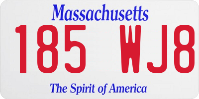 MA license plate 185WJ8