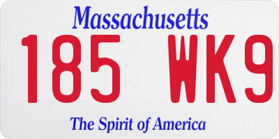 MA license plate 185WK9