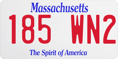 MA license plate 185WN2