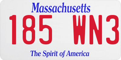 MA license plate 185WN3