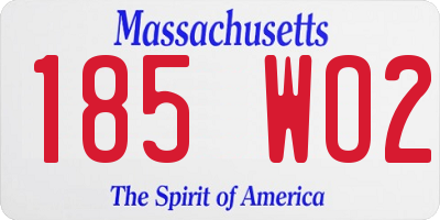 MA license plate 185WO2