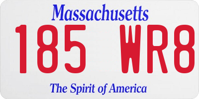 MA license plate 185WR8