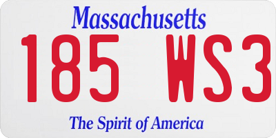 MA license plate 185WS3