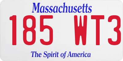 MA license plate 185WT3
