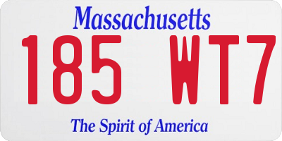 MA license plate 185WT7