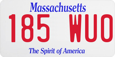 MA license plate 185WU0