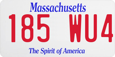 MA license plate 185WU4