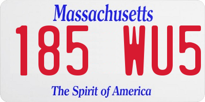 MA license plate 185WU5