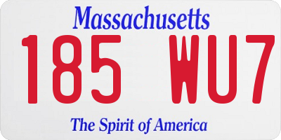 MA license plate 185WU7