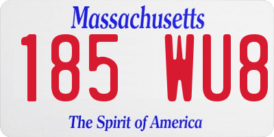 MA license plate 185WU8