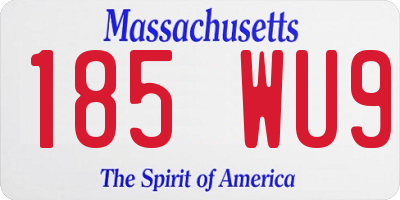 MA license plate 185WU9