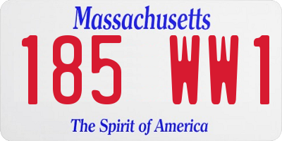 MA license plate 185WW1
