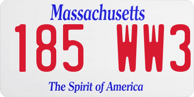 MA license plate 185WW3