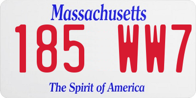 MA license plate 185WW7