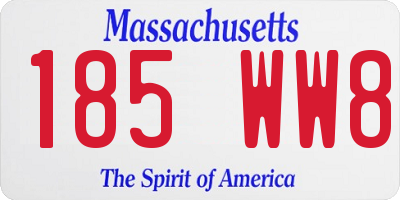 MA license plate 185WW8