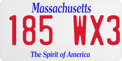 MA license plate 185WX3