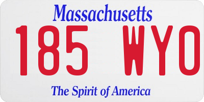 MA license plate 185WY0