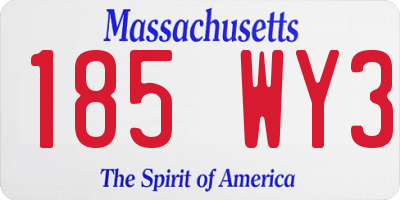 MA license plate 185WY3