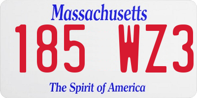 MA license plate 185WZ3