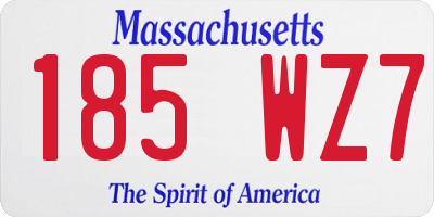 MA license plate 185WZ7