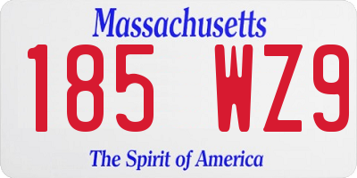 MA license plate 185WZ9