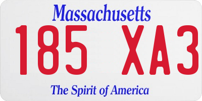 MA license plate 185XA3