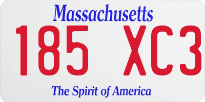 MA license plate 185XC3