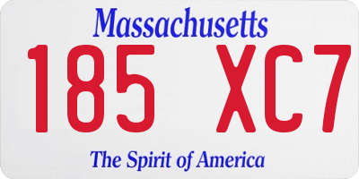 MA license plate 185XC7