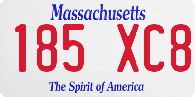 MA license plate 185XC8