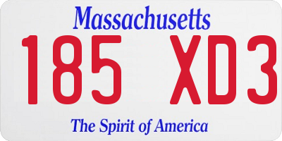 MA license plate 185XD3