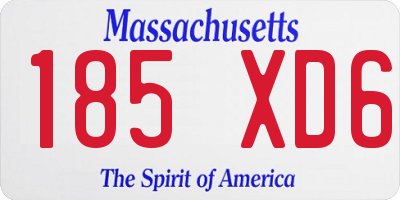 MA license plate 185XD6