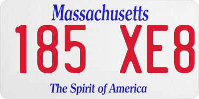 MA license plate 185XE8