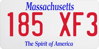MA license plate 185XF3